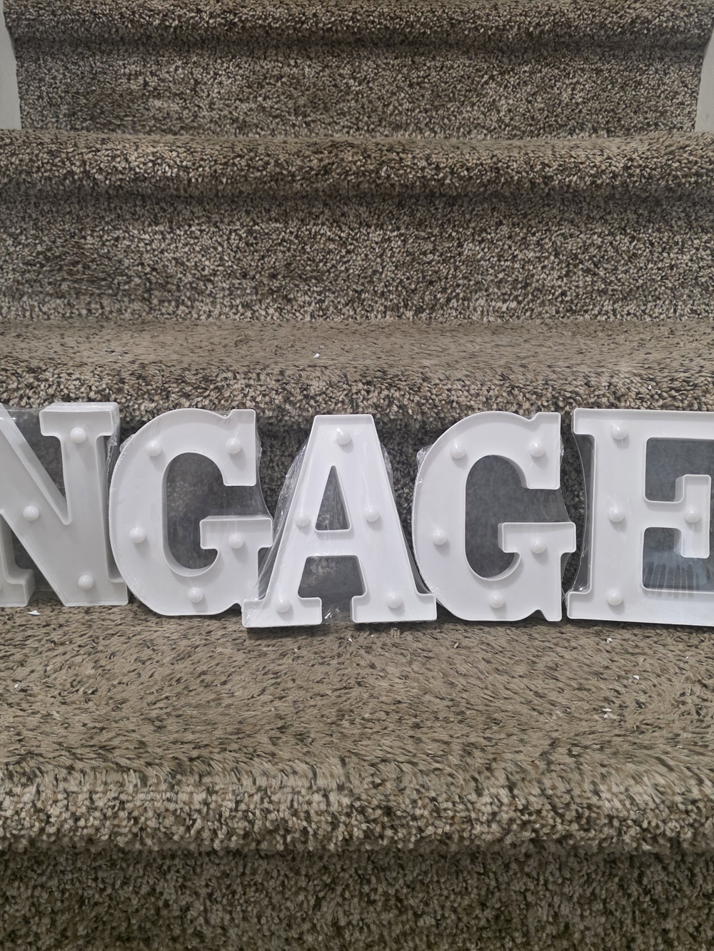 White Marquee Letter Wall Decor - ENGAGED